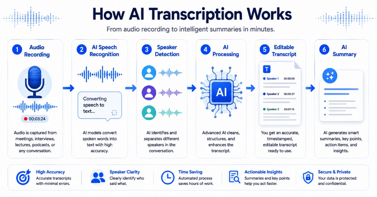 How AI transcription software converts speech into text