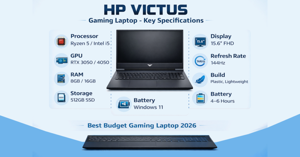 hp victus gaming laptop review specs infographic