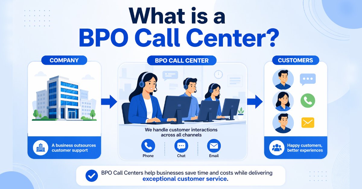 What is a BPO call center diagram showing company outsourcing customer support to call center agents