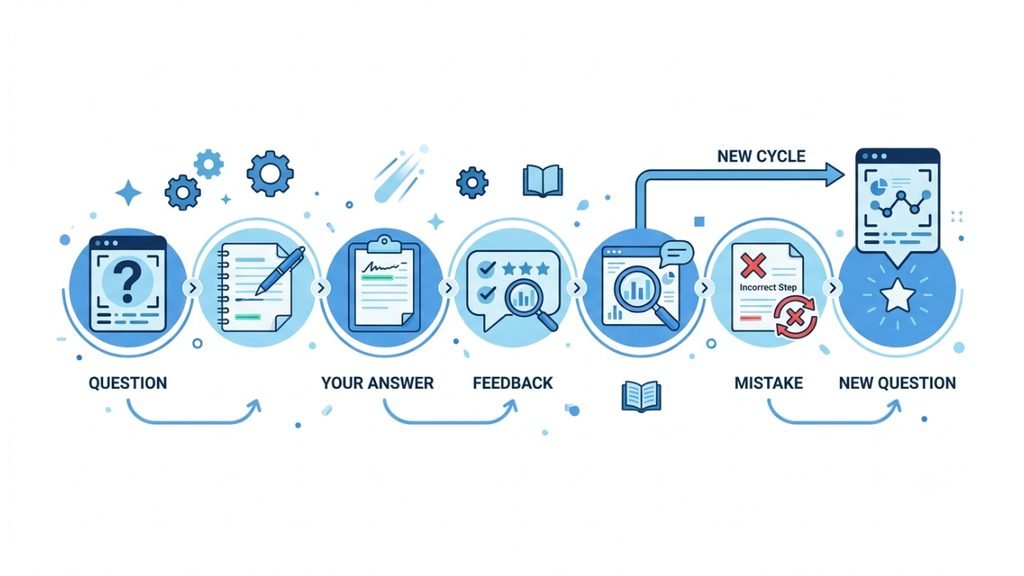ChatGPT practice and testing workflow for reviewing mistakes