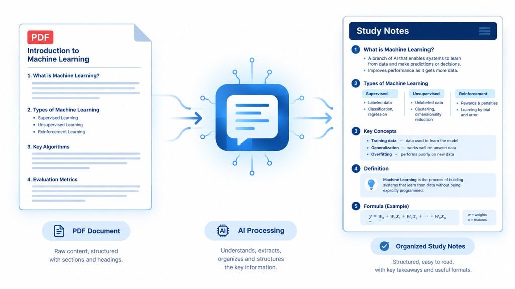Workflow for turning a PDF into study notes with ChatGPT