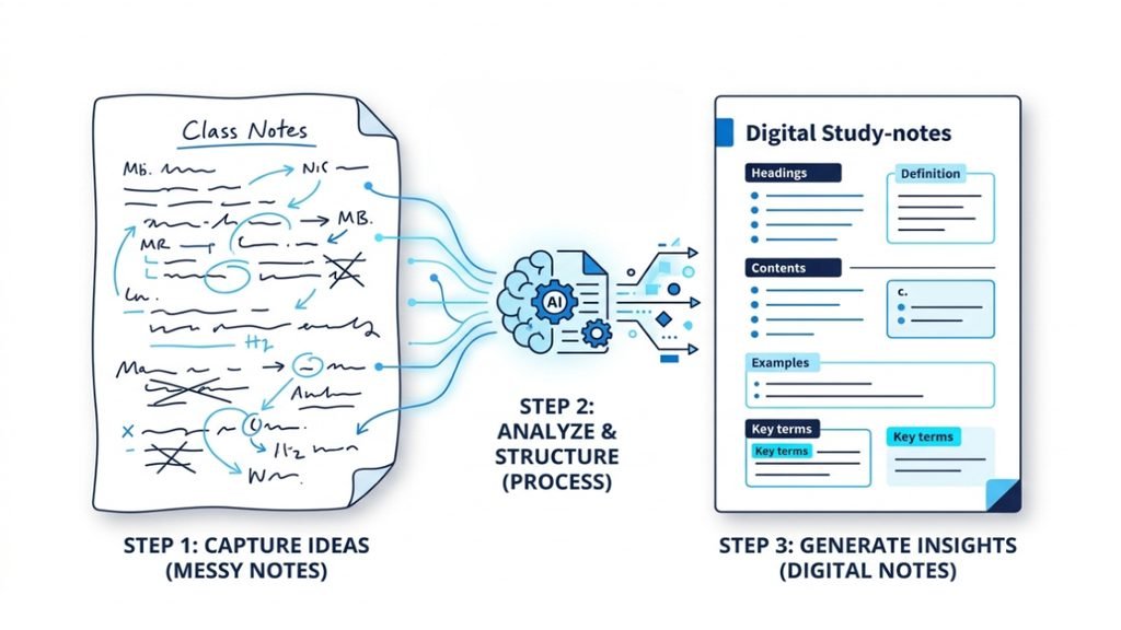 Organizing class notes into clear study notes with ChatGPT